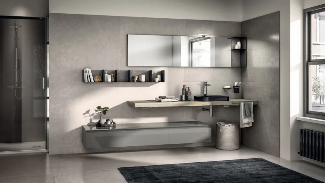 Mobile da Bagno Juno Laccato Lucido Grigio Titanio di Scavolini Bathrooms