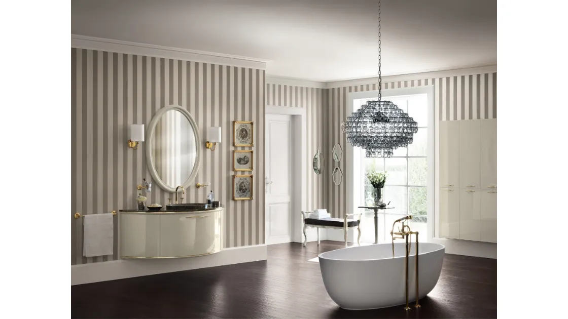 Mobile da Bagno Magnifica Laccato Lucido Tortora e Oro di Scavolini Bathrooms