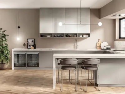 Cucina Moderna Boxi in laccato Grigio Titanio di Scavolini