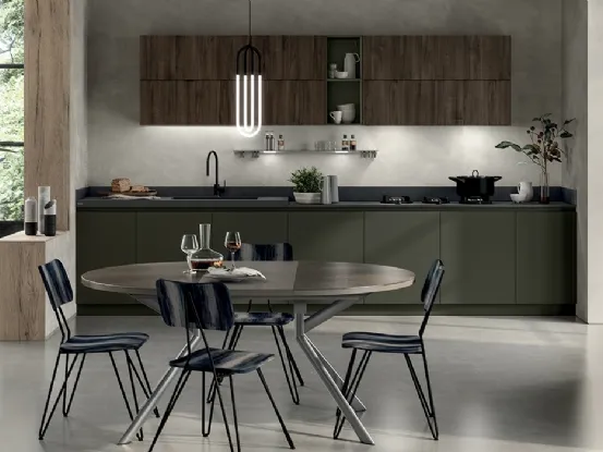 Cucina Moderna Liberamente Verde Minerale e Noce Garden di Scavolini