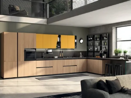 Cucina Moderna Liberamente Rovere Grano e Giallo Senape di Scavolini